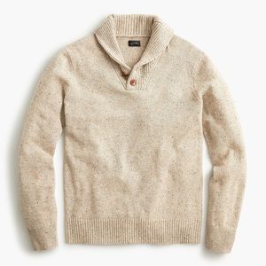 J. Crew Rugged merino shawl-collar donegal sweater tan medium m